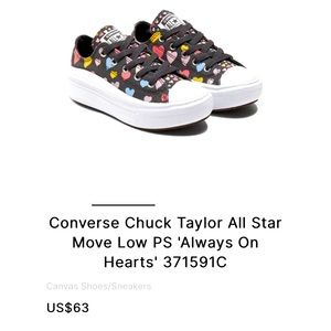 Converse Chuck Taylor All Star 
Move Low PS 'Always On Hearts' 371591C